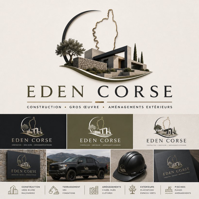 Planche de présentation du logo Eden Corse fournie par le client